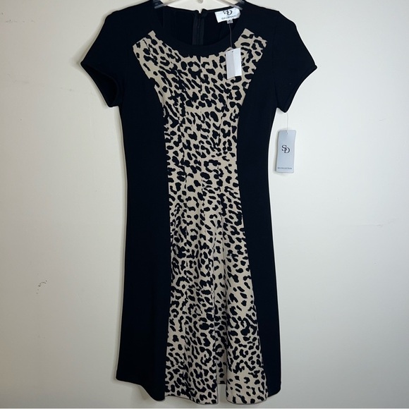 SD Collection Leopard Print Color Block Dress NWT Size 6 - Picture 7 of 10